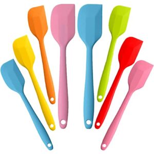 silicone spatula set of 8, 6 small and 2 large non-stick heat-resistant rubber spatulas with stainless steel core