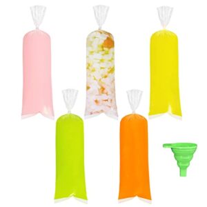 200 pcs popsicle bags, plastic freeze ice pop bags, disposable popsicle bags with funnel, ice candy bags for making ice pop, yogurt, ice candy(3 x 10 in)