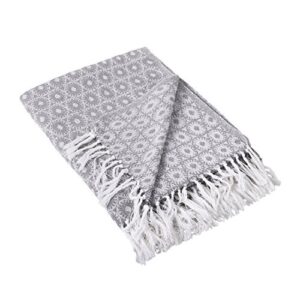 dii rustic farmhouse throw blanket with decorative tassels, use for chair, couch, bed, picnic, camping, beach, & just staying cozy at home, 50x60, gray