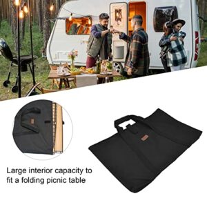 Watris Veiyi Black Folding Tables Storage Bags, Sponge Interlayer Waterproof Oxford Cloth Outdoor Multifunctional Carrying Bag for Picnic