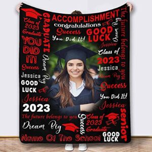 yfgohighhh personalized class of 2023 blankets with photos one photos, red for graduation adult kid birthday christmas halloween fathers mothers valentines day-40"x50"