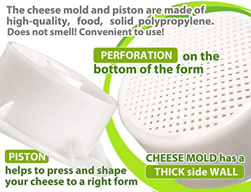 Cheesemaking Kit Cheese Mold Press Strainer Cheese With Follower Piston 1.2 L - Tofu Press Mold Cheese Making Kit Machine – Cheese Set for Press - Paneer Maker - Cheesemaking Suppliest