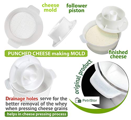 Cheesemaking Kit Cheese Mold Press Strainer Cheese With Follower Piston 1.2 L - Tofu Press Mold Cheese Making Kit Machine – Cheese Set for Press - Paneer Maker - Cheesemaking Suppliest