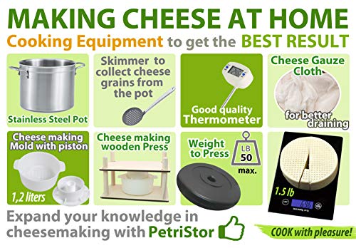 Cheesemaking Kit Cheese Mold Press Strainer Cheese With Follower Piston 1.2 L - Tofu Press Mold Cheese Making Kit Machine – Cheese Set for Press - Paneer Maker - Cheesemaking Suppliest