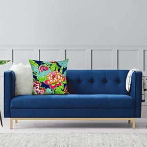 Chinoiserie Peony Navy Pink High End - Throw Pillow Covers Handmade Comfortable Cotton and Linen Pillowcases Soft Cushion Family Decor for Car Home Sofa Living Room Bedroom Outdoor 20" x 20"