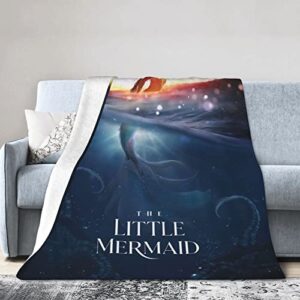 Mermaid Movie Throw Blanket for Kids & Adults, All Seasons Flannel Fleece Blanket Soft Plush Blankets for Couch Sofa Bed Camping Travel 40"x30"