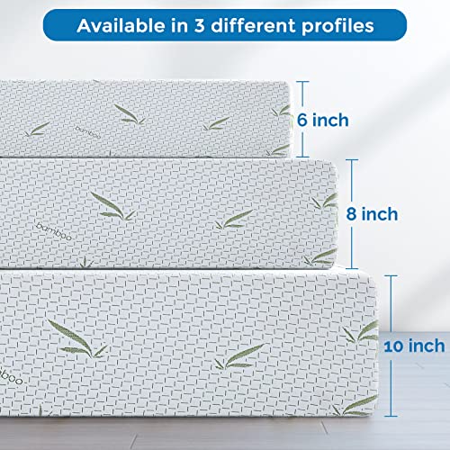 IULULU Twin Mattress, 8 Inch Memory Foam Mattress in a Box, Green Tea Gel Infused Mattresses with Breathable Bamboo Cover for Cool Sleep, Medium Firm Supportive, CertiPUR-US Certified