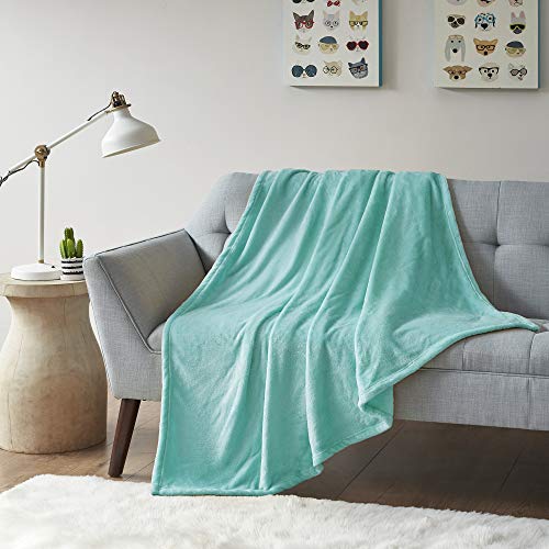 Intelligent Design Microlight Plush Luxury Oversized Throw Aqua 60x70 Premium Soft Cozy Microlight Plush For Bed, Couch or Sofa