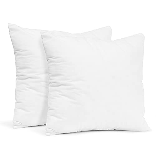 nestl Throw Pillows Pillow Insert Pillows Cushion 18”x18” White Pack of 2 for Sofa Bed Couch Living &Bed Room Decorative Stuffer Pillows