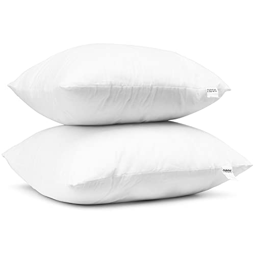 nestl Throw Pillows Pillow Insert Pillows Cushion 18”x18” White Pack of 2 for Sofa Bed Couch Living &Bed Room Decorative Stuffer Pillows