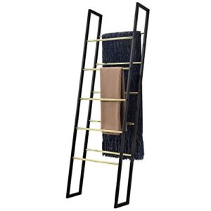 mygift art deco style towel ladder rack modern black and gold tone metal wall leaning decorative blanket hanger holder