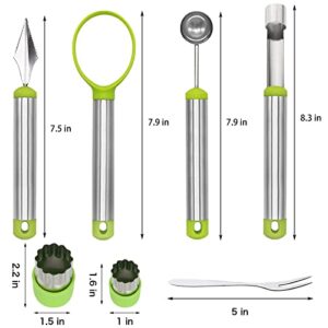 17 Pack Melon Baller Scoop Set - 4 in 1 Stainless Steel Fruit Tool Set Fruit Scooper Seed Remover with Fruit Vegetable Cutter Shapes Set Fruit Peeler for Fruit Slicer Dig Pulp Separator (A)