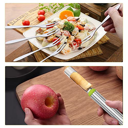 17 Pack Melon Baller Scoop Set - 4 in 1 Stainless Steel Fruit Tool Set Fruit Scooper Seed Remover with Fruit Vegetable Cutter Shapes Set Fruit Peeler for Fruit Slicer Dig Pulp Separator (A)