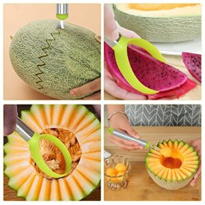 17 Pack Melon Baller Scoop Set - 4 in 1 Stainless Steel Fruit Tool Set Fruit Scooper Seed Remover with Fruit Vegetable Cutter Shapes Set Fruit Peeler for Fruit Slicer Dig Pulp Separator (A)