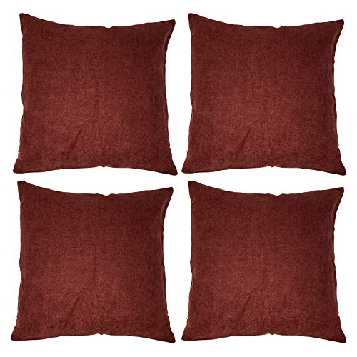 Allgala 4-Pack Decorative Throw Pillow Cover 18x18 Inch-Burgundy-PW82207 (Covers Only - NO Inserts)