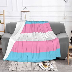 transgender blanket transgender pride flag stripe throw blankets, blue pink white stripes ultra soft cozy fleece sofa blanket for men women, plush warm fuzzy blankets decor 50"x40"
