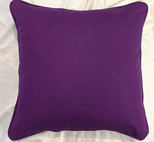 Saffron Decorative Floor Cushion Cover Extra Large Pillowcase Purple 32x32 inch (80x80 cm) Cotton Piping Solid Removable Cover, Insert not Included