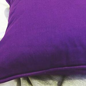 Saffron Decorative Floor Cushion Cover Extra Large Pillowcase Purple 32x32 inch (80x80 cm) Cotton Piping Solid Removable Cover, Insert not Included