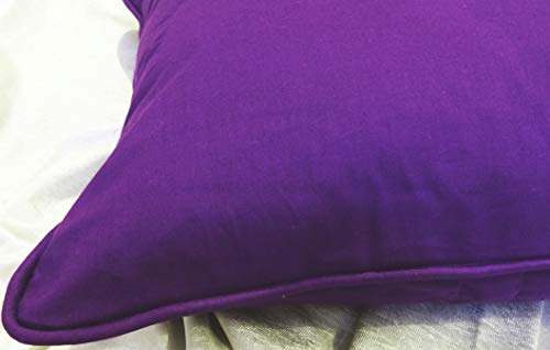 Saffron Decorative Floor Cushion Cover Extra Large Pillowcase Purple 32x32 inch (80x80 cm) Cotton Piping Solid Removable Cover, Insert not Included