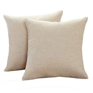 sunday praise linen decorative throw pillow covers,classical square solid color pillow cases 22x22 inches cushion covers for sofa couch bed&car,pack of 2 (beige)
