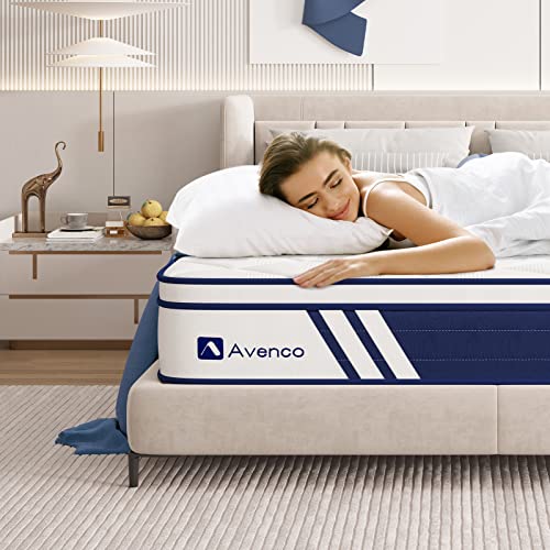 Avenco Queen Mattress, 12 Inch Hybrid Queen Mattress in a Box with Gel Memory Foam & Individual Wrapped Pocket Coils for Pressure Relief & Motion Isolation, Medium Firm Queen Size Mattress