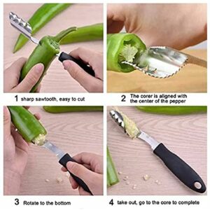 Jalapeno Pepper Corer, Stainless Steel Chili Corer Remover, JALAPENO Pepper Corer, Pepper Cutter Corer Slicer Tomato Fruit Kitchen Tools