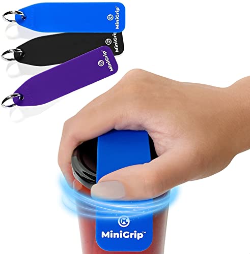 MiniGrip Rubber Jar Opener Gripper (3 Pack) – Designed in the USA for Exceptional Grip - Portable Twist Top Bottle Opener with Keyring Carabiner