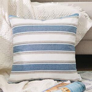 NATUS WEAVER Throw Cushion Faux Linen Home Decorative Hand Made Pillow Case Cushion Cover for Naps, 24 x 24 inch, 2 Pieces