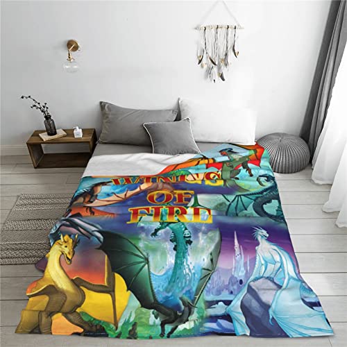 Sdyiohk Fantasy Novel Fire Dragon Cartoon Blanket – Personalized Print Throw Blanket – Cozy Soft Blanket for Provide Warm – 60"X80"