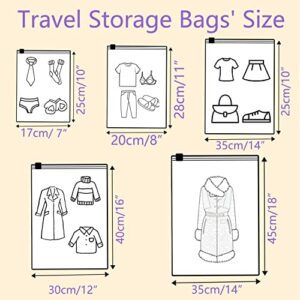 newlng Frosted Resealable Poly Bags Travel Storage Bags Set for Clothes Hospital Bags Waterproof Luggage Organiser Pouches Ziplock Bags for Shoes Cosmetics School 24Pcs ( 5 Size)