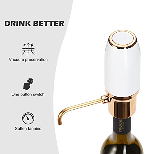 WINIRINA Automatic Wine Aerator Pourer Electric Smart Decanter，Dispenser Rechargeable with Micro USB Cable