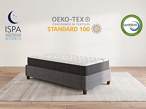 Ottomanson 8" Twin Mattress in a Box Made in USA, Firm Mattress, Hybrid Mattress Cool Improved Airflow with Edge to Edge Pocket Coil, Bed in A Box, Ottopedic