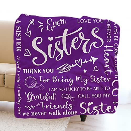 Hexagram Sister Gifts from Sisters, Gifts for Mothers Day, Blanket, Sister Gifts, Sister Birthday Gifts from Sister, Gifts for Sister, Throw Blanket, 60 x 50 Inches, Purple