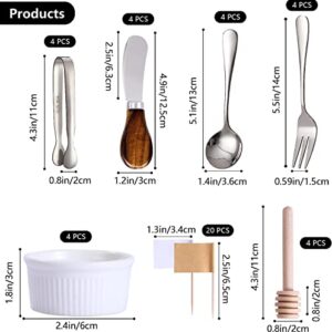 Charcuterie Accessories(25 Psc), Cheese Spreaders For Charcuterie Board, Mini Serving Spoons, Blank Toothpick Flags，Bowl For Christmas Pastry Making，forks And Mini Serving Tongs