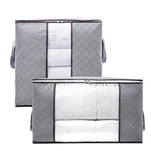 cozyshop storage bags for clothes - 1 pack gray containers for blankets - large clothes container with zipper & clear window - thick fabric for organized underbed storage solution