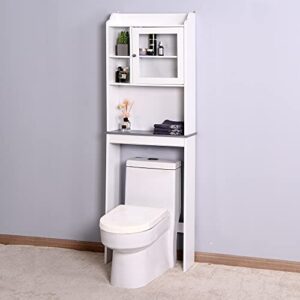 odsisfioowo Modern Over The Toilet Space Saver Organization Wood Storage Cabinet for Home, Bathroom -White