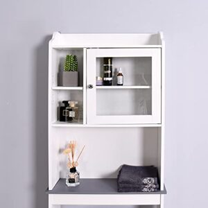 odsisfioowo Modern Over The Toilet Space Saver Organization Wood Storage Cabinet for Home, Bathroom -White