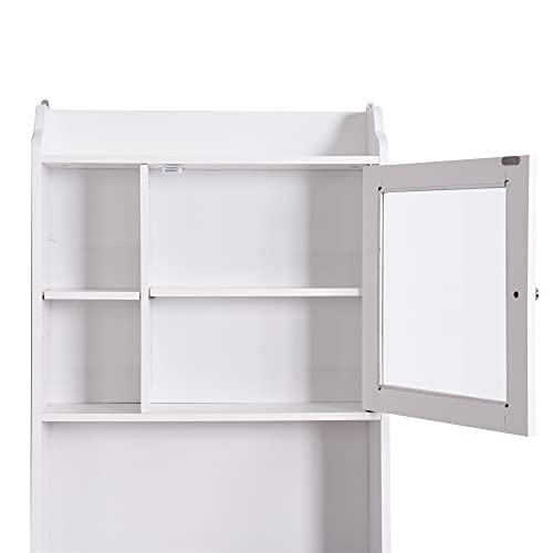 odsisfioowo Modern Over The Toilet Space Saver Organization Wood Storage Cabinet for Home, Bathroom -White