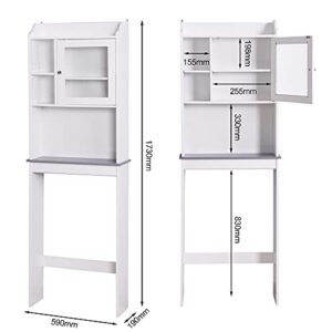 odsisfioowo Modern Over The Toilet Space Saver Organization Wood Storage Cabinet for Home, Bathroom -White