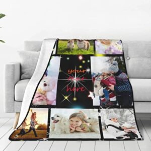 hiffey custom blanket with text picture customized throw blankets, birthday anniversary wedding gifts personalized for dad, mom, kids, dogs, friends or couples photo 30"×40"
