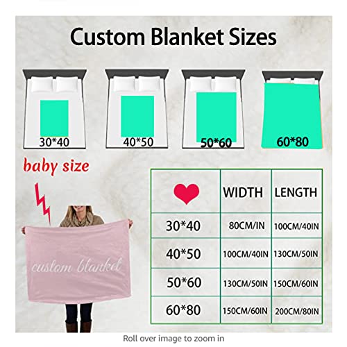 Hiffey Custom Blanket with Text Picture Customized Throw Blankets, Birthday Anniversary Wedding Gifts Personalized for Dad, Mom, Kids, Dogs, Friends Or Couples Photo 30"×40"