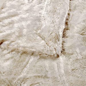 Home Soft Things Double Sided Faux Fur Bed Couch Throw Blanket, Oatmeal, 70'' x 80'', Soft Luxurious Warm Heavy Cuddly Throw Blanket for Couch Sofa Chair Home Décor