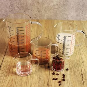 Ackers BORO3.3 Glass Measuring Cup-[Insulated handle | V-Shaped Spout]-Made of High Borosilicate Glass Measuring Cup for Kitchen or Restaurant, Easy to Read, 250 ML (8 Oz, 1 Cup)