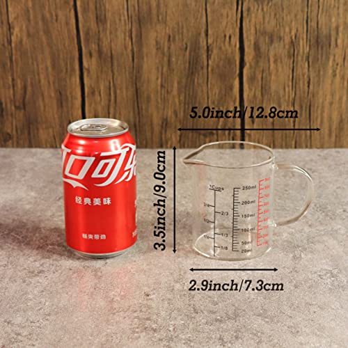 Ackers BORO3.3 Glass Measuring Cup-[Insulated handle | V-Shaped Spout]-Made of High Borosilicate Glass Measuring Cup for Kitchen or Restaurant, Easy to Read, 250 ML (8 Oz, 1 Cup)