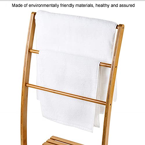 Household items Bamboo Towel Rack Holder for Bathrooms,Freestanding Beach Towel & Poolside Rack with Bottom Storage Shelf,Quilt Rack Stand or Blanket Rack for Living Room or Bedroom