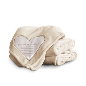 pavilion gift company 19500 comfort blanket - you are so special thick warm 320 gsm royal plush throw blanket, beige