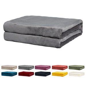 rendiele fleece throw blankets for couch bed, super soft lightweight plush fuzzy cozy flannel fleece blankets fluffy warm solid color double sided blankets for sofa (grey, 50"x60"throw)