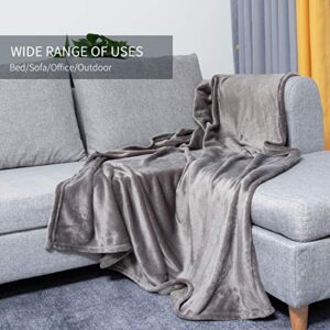 Rendiele Fleece Throw Blankets for Couch Bed, Super Soft Lightweight Plush Fuzzy Cozy Flannel Fleece Blankets Fluffy Warm Solid Color Double Sided Blankets for Sofa (Grey, 50"x60"Throw)