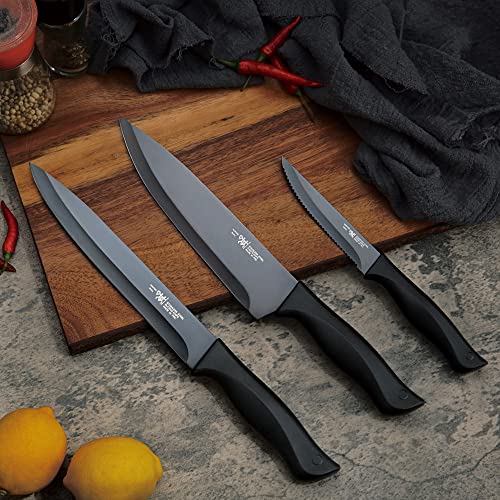 HUNTER Knife Set, Kitchen Knife Set 16PCS black knife set, knife set with Acrylic Stand, Knife Set Dishwasher Safe, Sharp knife set, Elegant Black