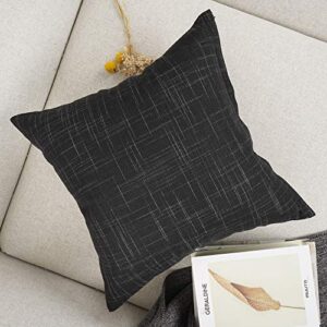 YOUR SMILE Solid Black Square Cotton Linen Decorative Throw Pillow Case Cushion Cover Pillowcase for Sofa 22 x 22 Inch